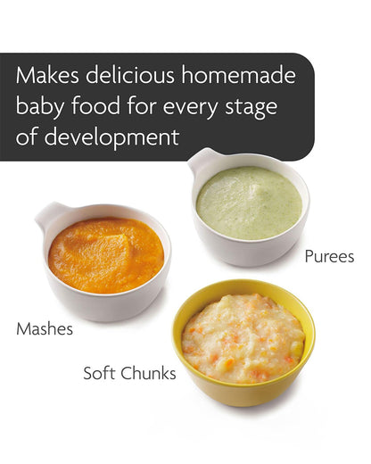 Baby Brezza Food Maker Deluxe-Automatically Steams & Blends to Perfect Consistency in 10 Minutes-Includes 3 Reusable Food Pouches & Funnels
