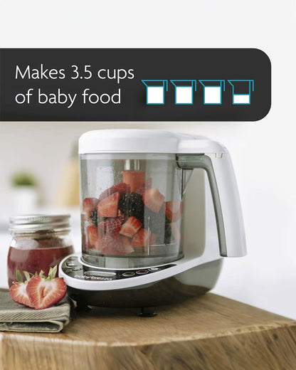 Baby Brezza Food Maker Deluxe-Automatically Steams & Blends to Perfect Consistency in 10 Minutes-Includes 3 Reusable Food Pouches & Funnels