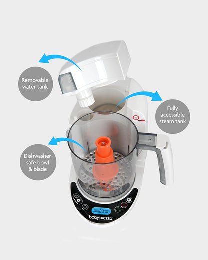 Baby Brezza Food Maker Deluxe-Automatically Steams & Blends to Perfect Consistency in 10 Minutes-Includes 3 Reusable Food Pouches & Funnels