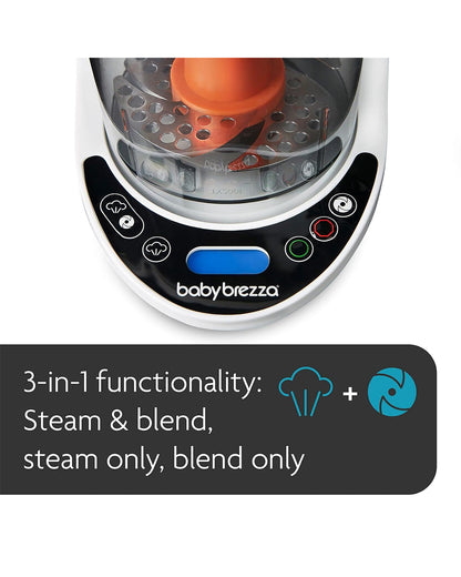 Baby Brezza Food Maker Deluxe-Automatically Steams & Blends to Perfect Consistency in 10 Minutes-Includes 3 Reusable Food Pouches & Funnels