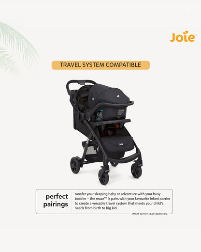 Joie Muze LX Travel System Baby Stroller with Car Seat-Auto Gravity Fold-Pram for 0 to 3Y (Upto 15Kg)-Coal