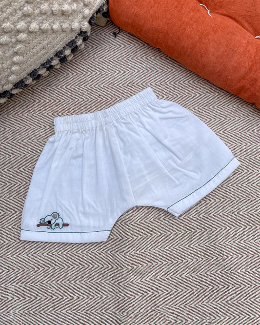 Bhaakur White Koala Top & Shorts Set-100% GOTS Certified Cotton-Short Sleeves-For Infants