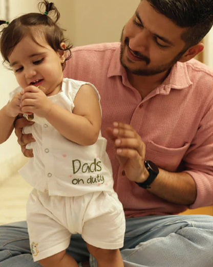 Bhaakur White Hedgehog Top & Shorts Set-100% GOTS Certified Cotton-Sleeveless-For Infants