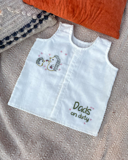 Bhaakur White Hedgehog Top & Shorts Set-100% GOTS Certified Cotton-Sleeveless-For Infants