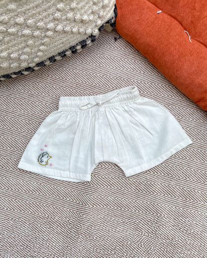 Bhaakur White Hedgehog Top & Shorts Set-100% GOTS Certified Cotton-Sleeveless-For Infants