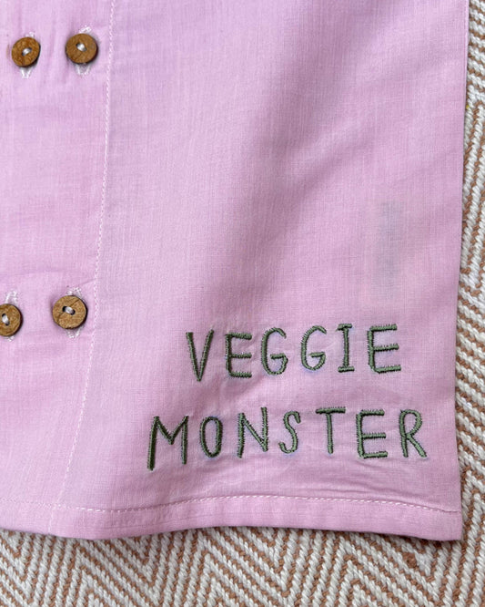 Bhaakur Lavender Veggie Monster Jhabla-100% GOTS Certified Cotton-Short Sleeves-For Infants