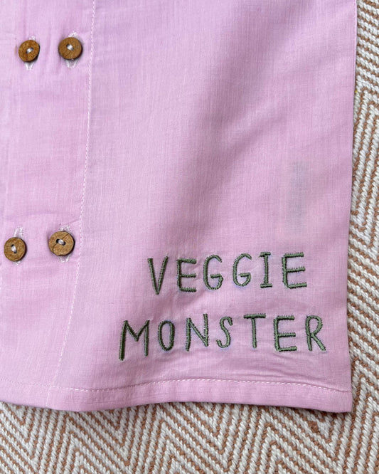 Bhaakur Pink Veggie Monster Top & Shorts Set-100% GOTS Certified Cotton-Short Sleeves-For Infants