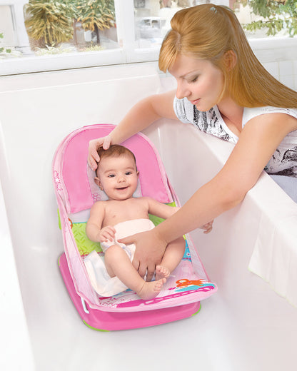 Mastela Deluxe Baby Bather-With 3 Position Recline & Padded Head Rest-0 to 6M-Pink