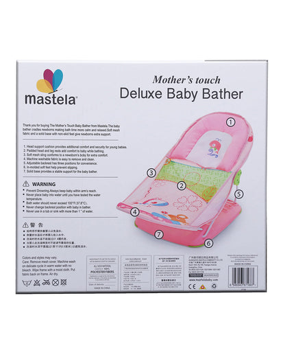 Mastela Deluxe Baby Bather-With 3 Position Recline & Padded Head Rest-0 to 6M-Pink