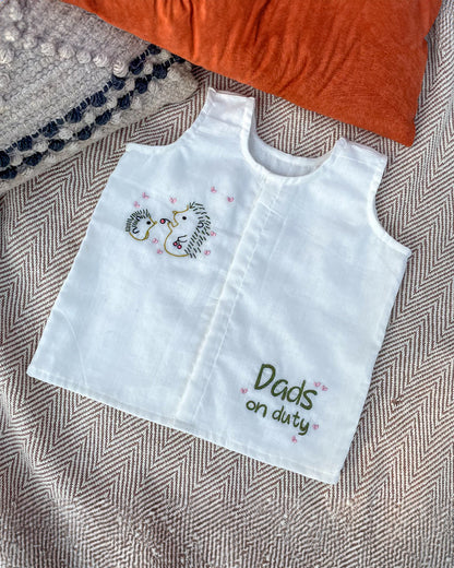 Bhaakur White Printed Jhablas-100% GOTS Certified Cotton-Sleeveless-Pack of 5-For Infants