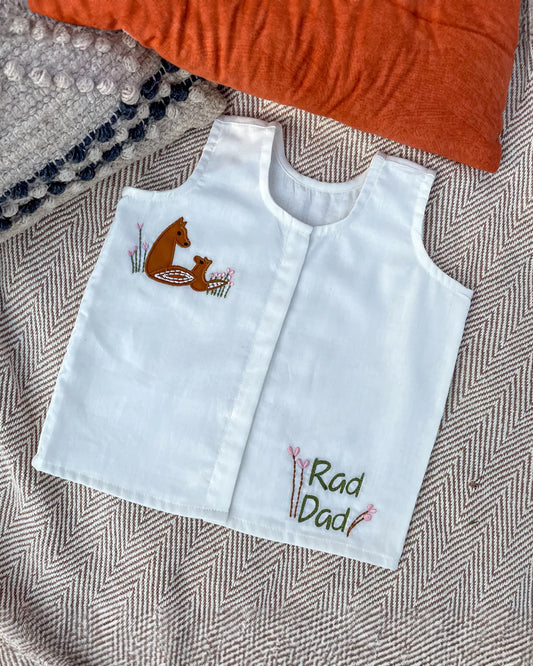 Bhaakur White Printed Jhablas-100% GOTS Certified Cotton-Sleeveless-Pack of 5-For Infants