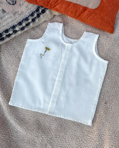 Bhaakur White Printed Jhablas-100% GOTS Certified Cotton-Sleeveless-Pack of 5-For Infants