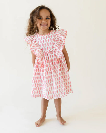 The Almirah White & Pink Daisy Frock Dress-Cotton-Printed-For Infants