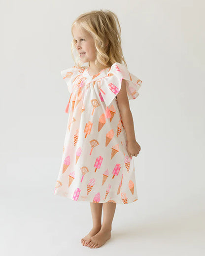 The Almirah White & Pink Frilled Frock Dress-Cotton-Printed-For Infants