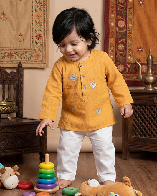 The Almirah Yellow Kurta-Ganesh-Cotton-For Infants