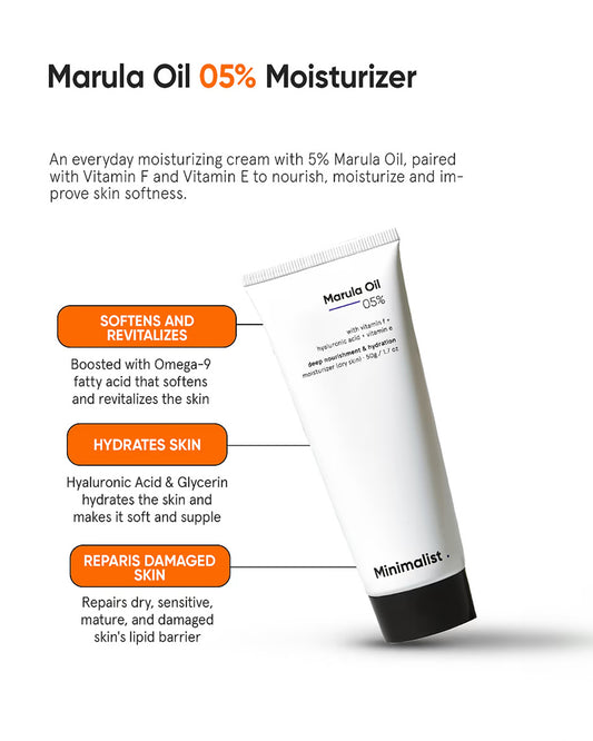 Minimalist 5% Marula Oil Face Moisturizer-For Dry Skin-Hydrates & Repairs Skin-Pregnancy & Breastfeeding Safe