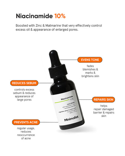 Minimalist 10% Niacinamide Face Serum-For Acne & Oily Skin-Improves Skin Texture-Pregnancy & Breastfeeding Safe