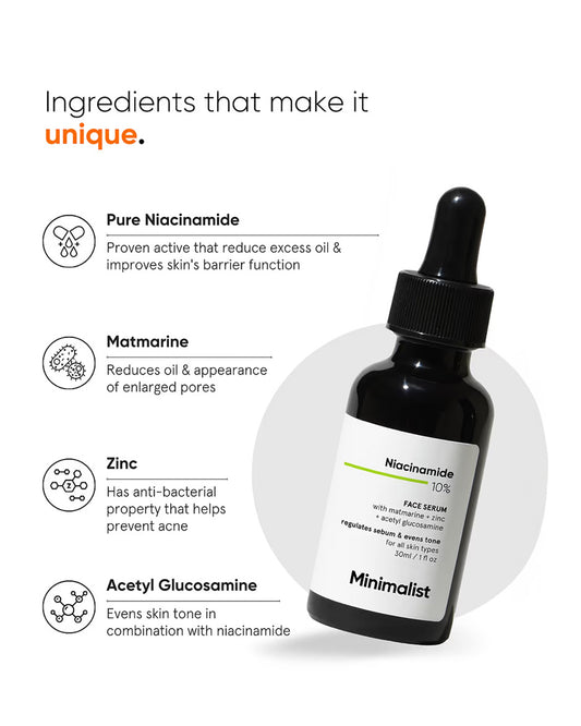 Minimalist 10% Niacinamide Face Serum-For Acne & Oily Skin-Improves Skin Texture-Pregnancy & Breastfeeding Safe