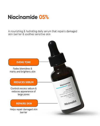 Minimalist 5% Niacinamide Face Serum-Hydrates, Repairs & Soothes Skin-Pregnancy & Breastfeeding Safe