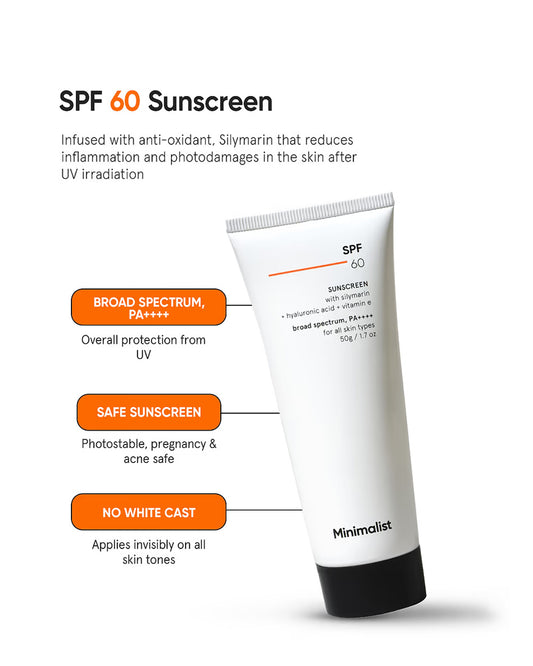 Minimalist SPF 60 PA ++++ Sunscreen-With Antioxidant Silymarin-Pregnancy & Breastfeeding Safe