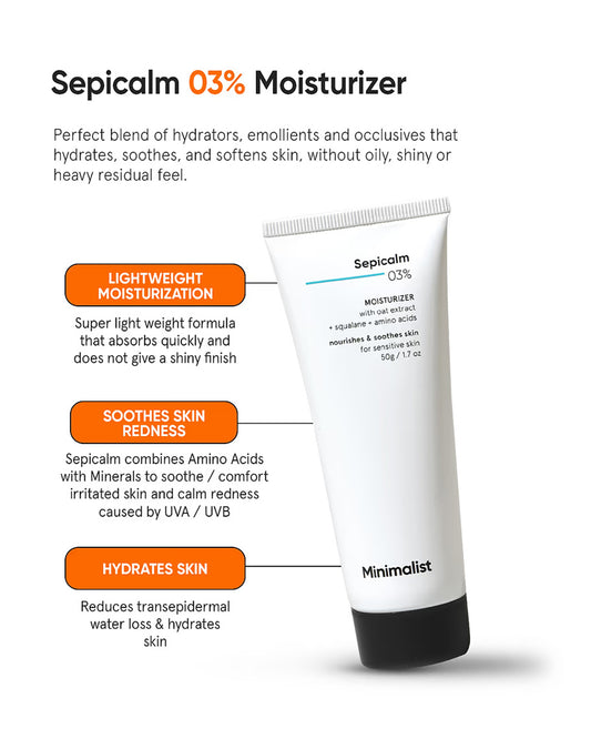 Minimalist 3% Sepicalm Face Moisturizer-With Oat Extract-For Hydration & Soothing Skin-Pregnancy & Breastfeeding Safe