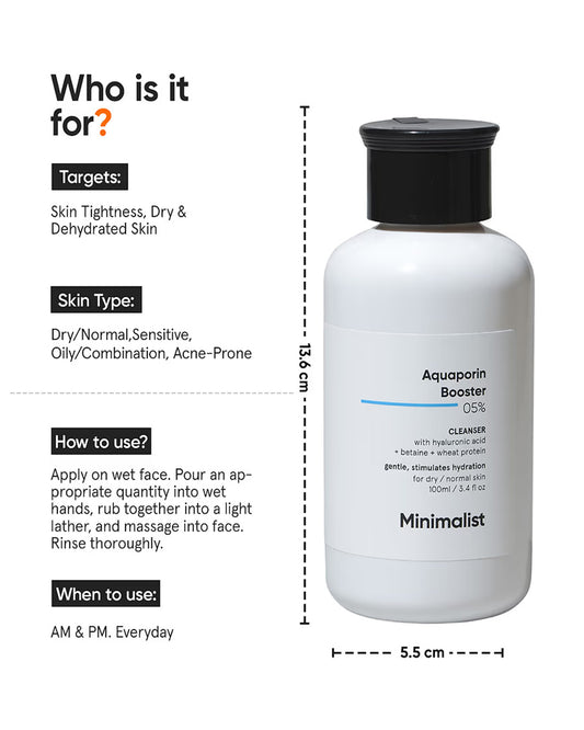 Minimalist Skin Hydration & Restoration Routine-Aquaporin Booster Face Wash+Vitamin B5 Moisturizer+Squalane Face Oil