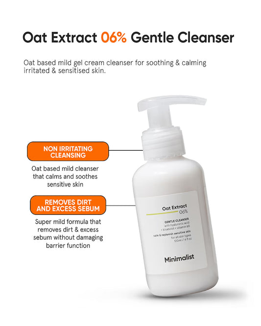 Minimalist 6% Oat Extract Gentle Cleanser-For Sensitive Skin-Hydrates & Soothes Skin-Pregnancy & Breastfeeding Safe