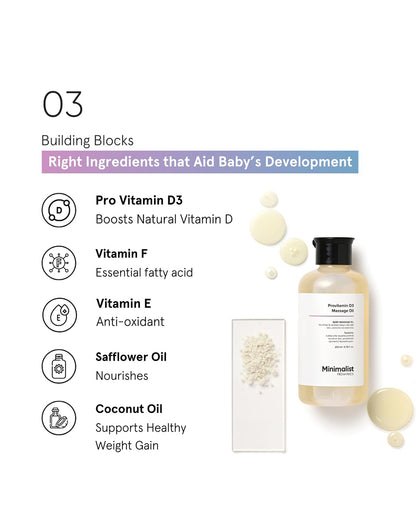 Minimalist Provitamin D3 Baby Massage Oil-With Coconut Oil & Almond Oil