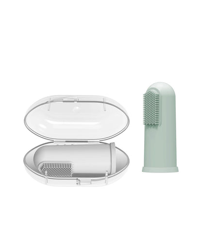 Dr. Brown's Silicone Finger Baby Toothbrush with Case-2 Pack-3 to 12M-Grey & Light Green