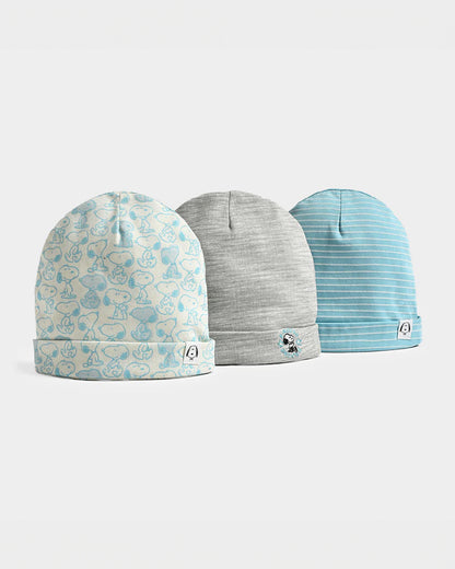 Mi Arcus White, Light Blue & Light Grey Caps-Cotton-Solid-Pack Of 3-For Infants