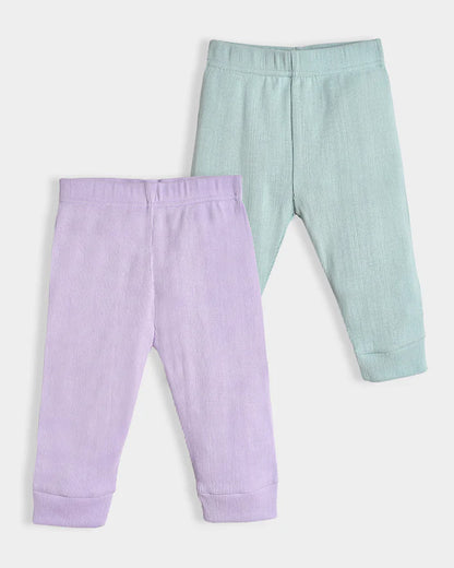 Mi Arcus Lavender, Pastel Green Pajamas-Cotton-Solid-Pack of 2-For Infants