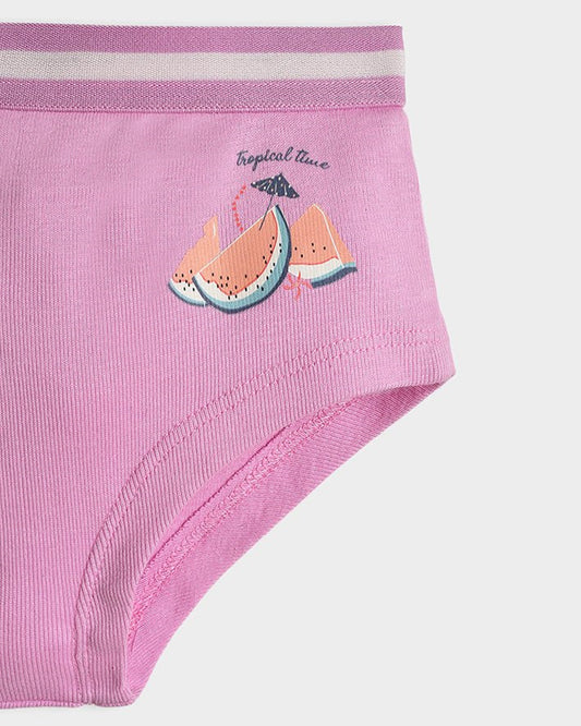 Mi Arcus Pink, White & Peach Panties-Cotton-Printed-Pack Of 3-For Infants