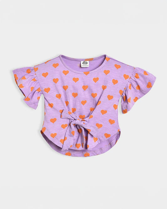 Mi Arcus Lavender Top & Shorts Set-Cotton-Printed-For Infants
