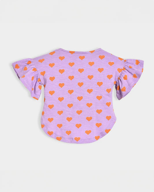 Mi Arcus Lavender Top & Shorts Set-Cotton-Printed-For Infants