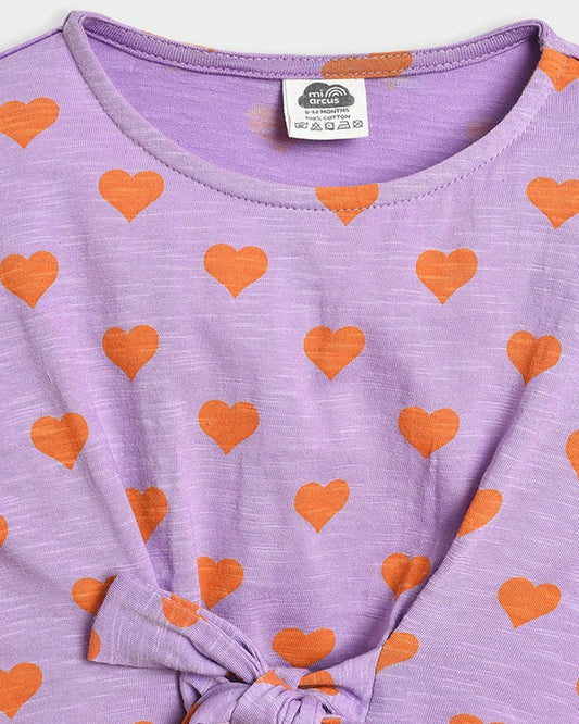 Mi Arcus Lavender Top & Shorts Set-Cotton-Printed-For Infants