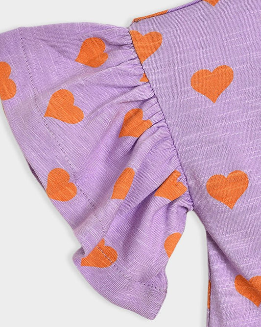 Mi Arcus Lavender Top & Shorts Set-Cotton-Printed-For Infants