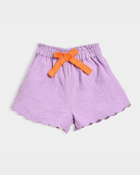Mi Arcus Lavender Top & Shorts Set-Cotton-Printed-For Infants