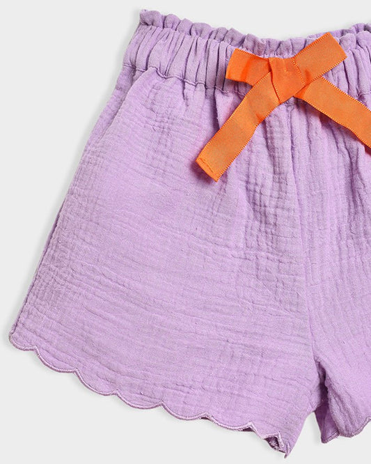 Mi Arcus Lavender Top & Shorts Set-Cotton-Printed-For Infants