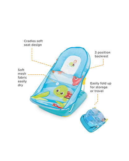 Mastela Deluxe Baby Bather-With 3 Position Recline & Padded Head Rest-0 to 6M-Turtle