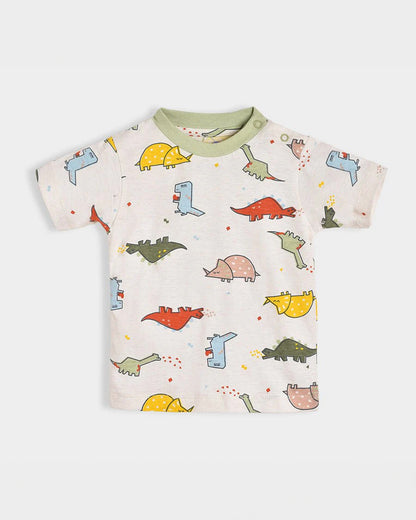 Mi Arcus Sage Green Dungaree With T-shirt-Cotton-Printed-For Infants