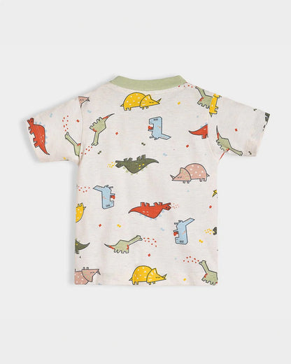 Mi Arcus Sage Green Dungaree With T-shirt-Cotton-Printed-For Infants