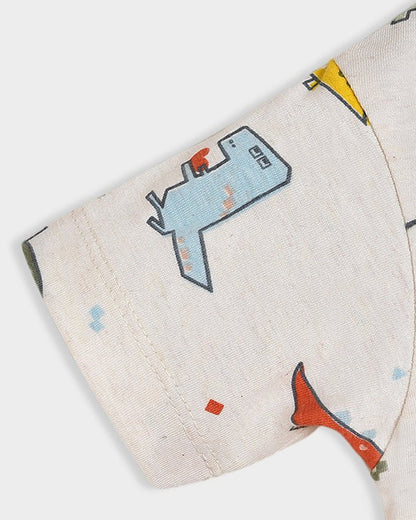 Mi Arcus Sage Green Dungaree With T-shirt-Cotton-Printed-For Infants