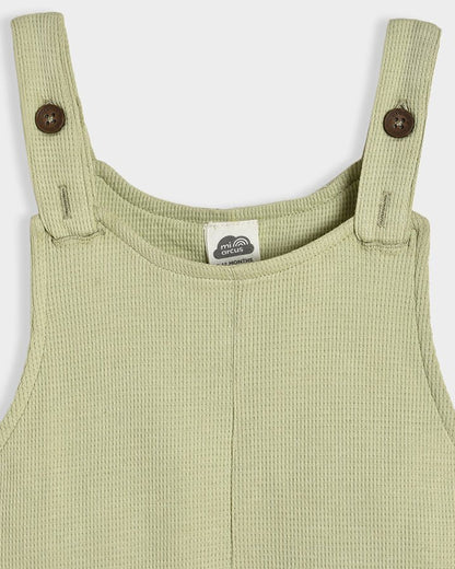 Mi Arcus Sage Green Dungaree With T-shirt-Cotton-Printed-For Infants