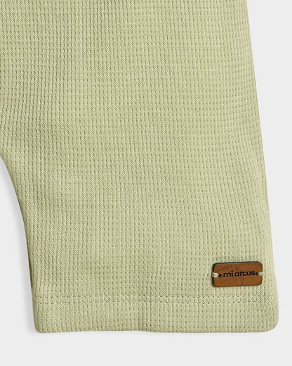 Mi Arcus Sage Green Dungaree With T-shirt-Cotton-Printed-For Infants