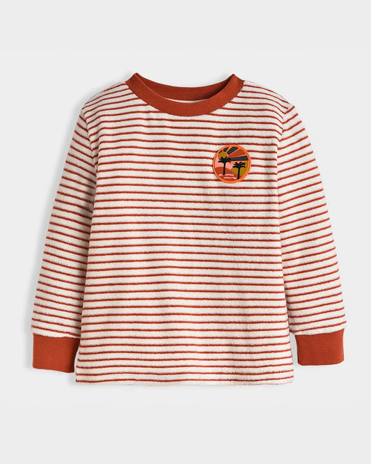 Mi Arcus Red & White Sweatshirt & Jogger Set-Cotton-Striped-Pack Of 1-For Infants