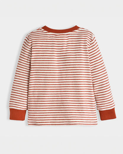 Mi Arcus Red & White Sweatshirt & Jogger Set-Cotton-Striped-Pack Of 1-For Infants
