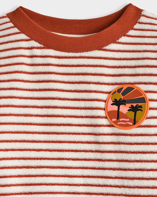 Mi Arcus Red & White Sweatshirt & Jogger Set-Cotton-Striped-Pack Of 1-For Infants