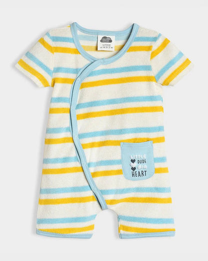 Mi Arcus Multicolor Knitted Romper-Cotton-Striped-For Infants