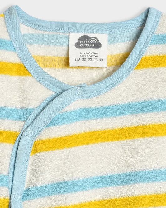 Mi Arcus Multicolor Knitted Romper-Cotton-Striped-For Infants