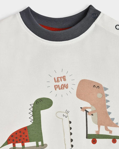 Mi Arcus White & Multicolor T-shirt-Cotton-Printed-For Infants